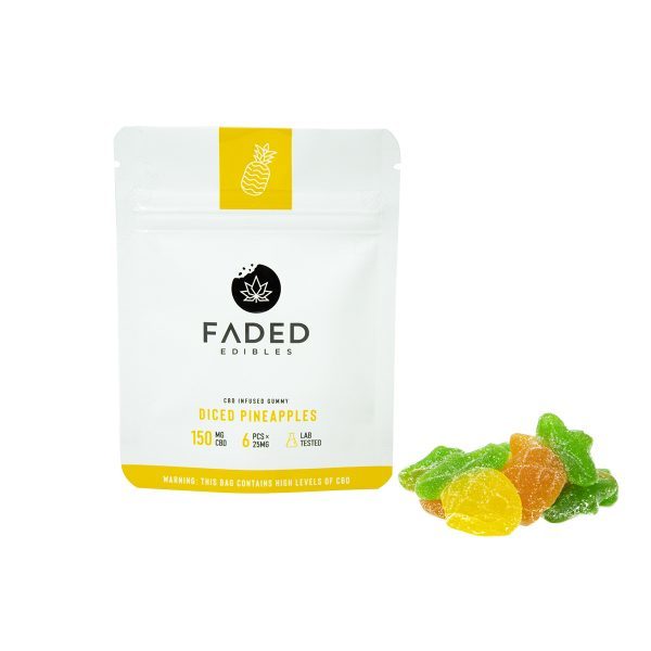 Faded Edibles – CBD 150mg Diced Pineapples | CannaBlossom Canada