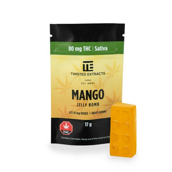 Twisted Extracts- Mango Jelly bomb – SATIVA – 80MG THC | CannaBlossom Canada