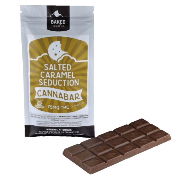Baked Edibles – Chocolate Bar – Salted Caramel Seduction 75mg THC | CannaBlossom Canada