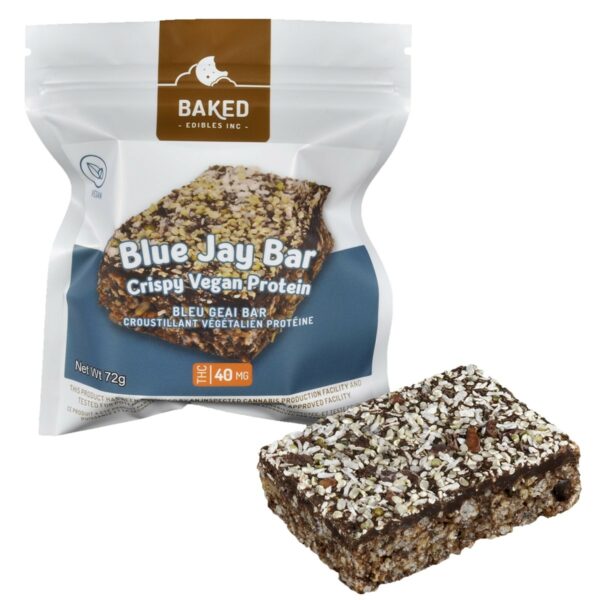 Baked Edibles – Crispy Vegan Blue Jay Bar 40mg THC | CannaBlossom Canada