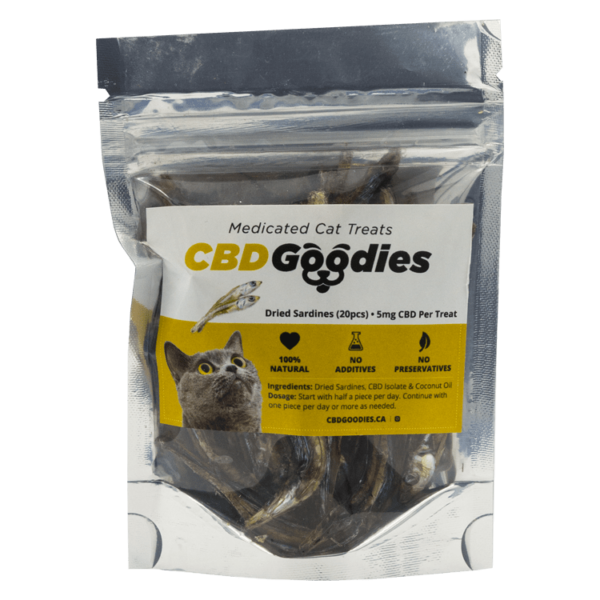 CBD Goodies – Medicated Cat Treats – Dried Sardines – 100mg CBD | CannaBlossom Canada