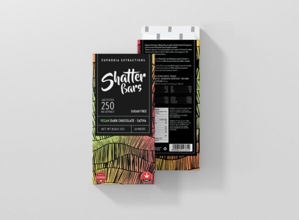 Euphoria Extractions – Shatter Bars – Vegan Dark Chocolate (Sugar Free) – Sativa – 250mg THC | CannaBlossom Canada