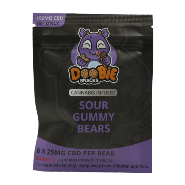 Doobie Snacks – CBD Sour Gummy Bears – 150mg CBD | CannaBlossom Canada