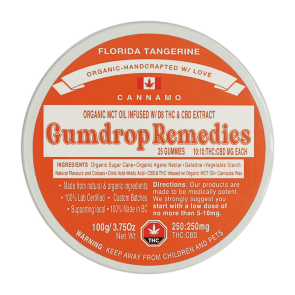 Gumdrop Remedies – Florida Tangerine 1:1 Gummies – 250mg THC/250mg CBD | CannaBlossom Canada