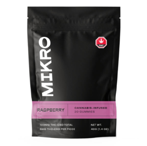 Mikro – 1:1 THC/CBD Gummies – 100mg – Raspberry | CannaBlossom Canada
