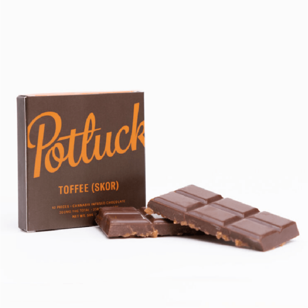 Potluck – Infused Chocolate – Toffee (Skor) – 300mg THC | CannaBlossom Canada