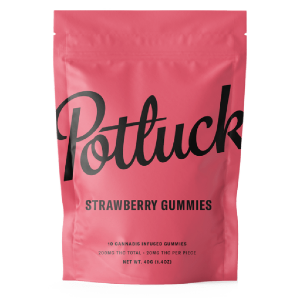 Potluck Extracts – Strawberry Gummies – 200mg THC | CannaBlossom Canada