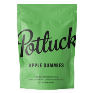 Potluck Extracts – Apple Gummies (1:1) – 100mg THC / 100mg CBD | CannaBlossom Canada