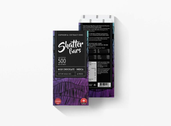 Euphoria Extractions – 500mg Shatter Bars – Milk Chocolate (Indica) | CannaBlossom Canada