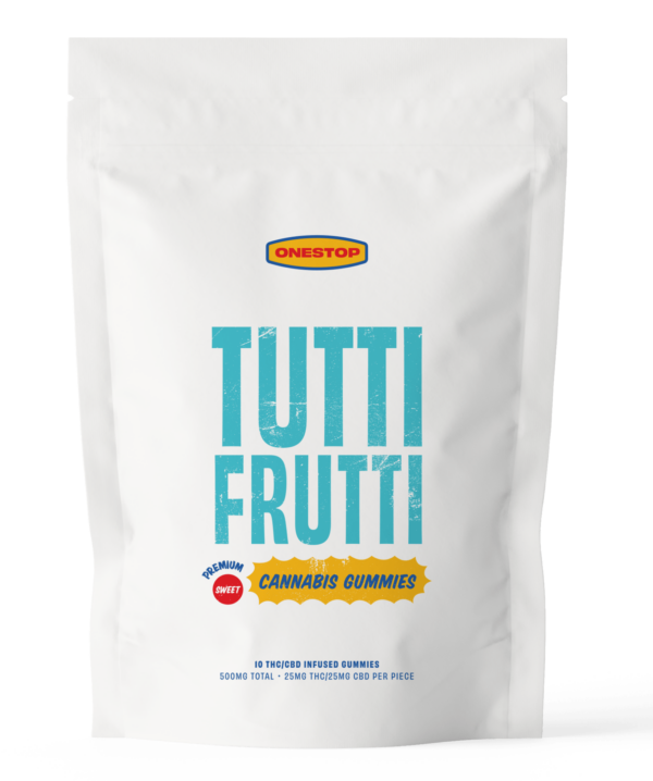 OneStop – Tutti Frutti 1:1 Gummies – 250mg THC / 250mg CBD | CannaBlossom Canada